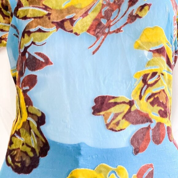 Vintage 00's USA Made Velvet Burnout Floral Ruffle skirt Mini Dress 6 - Picture 6 of 9